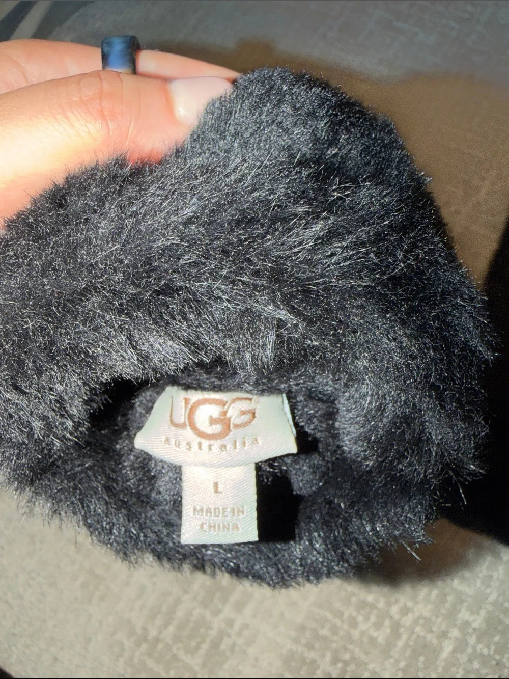 UGG Black Suede Gloves with Shearling Cuff